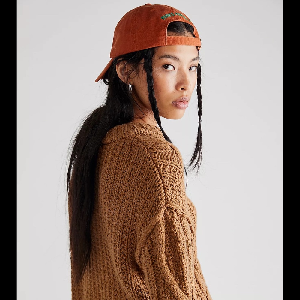 Free People Cutting Edge Camel Cable Pullover